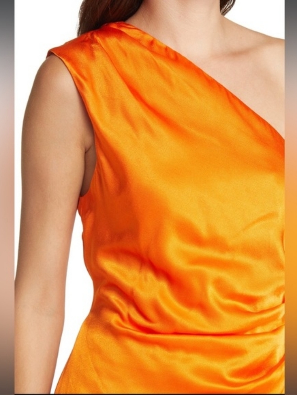 💘 elliatt zelda orange stain one shoulder ruched midi dress XS NEW - Picture 5 of 10